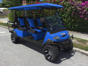 Blue T-Sport 6 Passenger Lifted Golf Cart ponte vedra golf cart repair, golf cart service, mobile repair