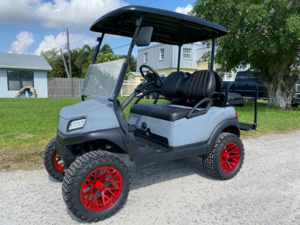 Gray Club Car with Red Rims ponte vedra golf cart repair, golf cart service, mobile repair