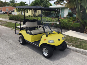 Yellow Evolution 4 Passenger Golf Cart ponte vedra golf cart repair, golf cart service, mobile repair